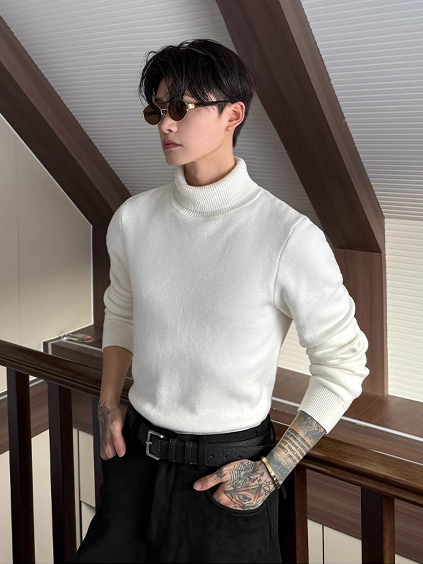 White High Collar Fce Lined Knitwear Men's Sle Winter Thi Warm Slim Fit Sweater Soft Comfortable Casual Inner Wear
White High Collar Fce Lined Knitwear Men's Sle Winter Thi Warm Slim Fit Sweater Soft Comfortable Casual Inner Wear