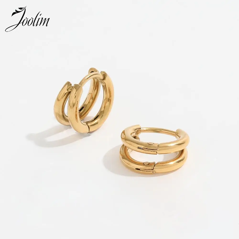 Joolim Jewelry High End PVD Wholesale Tarnish Free Fashion Versatile Double Layer Huggie Stainless Steel Earring for Women
Joolim Jewelry High End PVD Wholesale Tarnish Free Fashion Versatile Double Layer Huggie Stainless Steel Earring for Women
