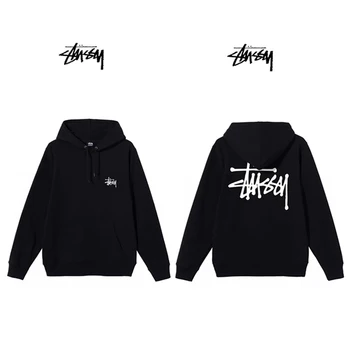 Dog Town Og 블랙 앤 화이트 프린트 후디, 록 후디, 스트리트 의류, 패션 캐주얼 후디, 맨투맨 탑 Stussy