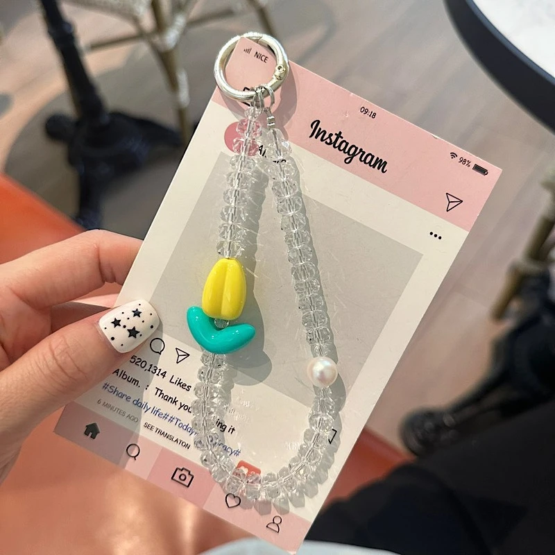 Luxury Tulip Flower Crystal Bead Key Chains Charm Rhinestone Lanyard for iPhone Samsung Universal Accessories Anti-Lost Pendant
Luxury Tulip Flower Crystal Bead Key Chains Charm Rhinestone Lanyard for iPhone Samsung Universal Accessories Anti-Lost Pendant