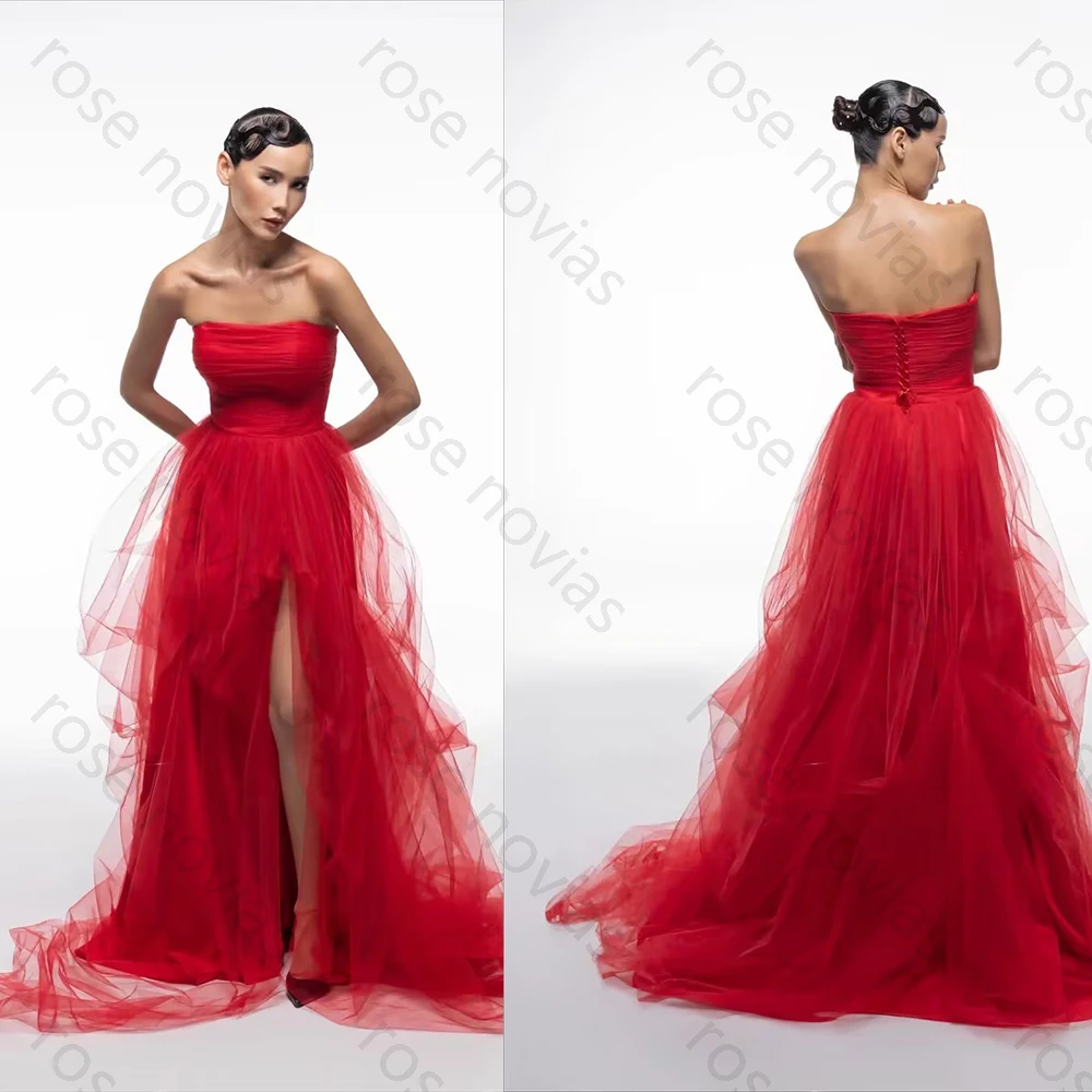 Customized Tulle Red Evening Dresses Strapless A-line Slit A-Line for Floor-Length Long Dresses Bespoke Occasion Fashion
Customized Tulle Red Evening Dresses Strapless A-line Slit A-Line for Floor-Length Long Dresses Bespoke Occasion Fashion