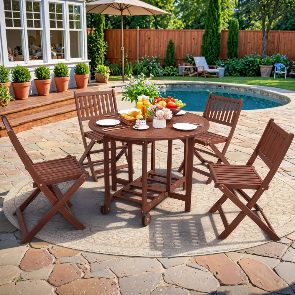 5 Piece Patio Folding Furniture Bistro Set All-Weather Outdoor Conversation Round Table and Chairs, Customized
5 Piece Patio Folding Furniture Bistro Set All-Weather Outdoor Conversation Round Table and Chairs, Customized