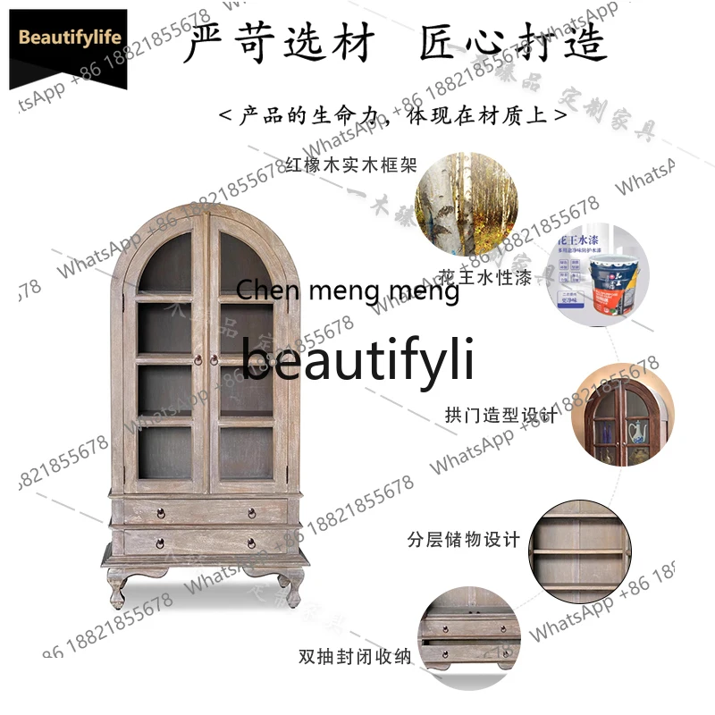 GG American-style Light Luxury Solid Wood Bookcase Living Room Wine Cabinet Display Cabinet Drawer Vintage Arch
GG American-style Light Luxury Solid Wood Bookcase Living Room Wine Cabinet Display Cabinet Drawer Vintage Arch