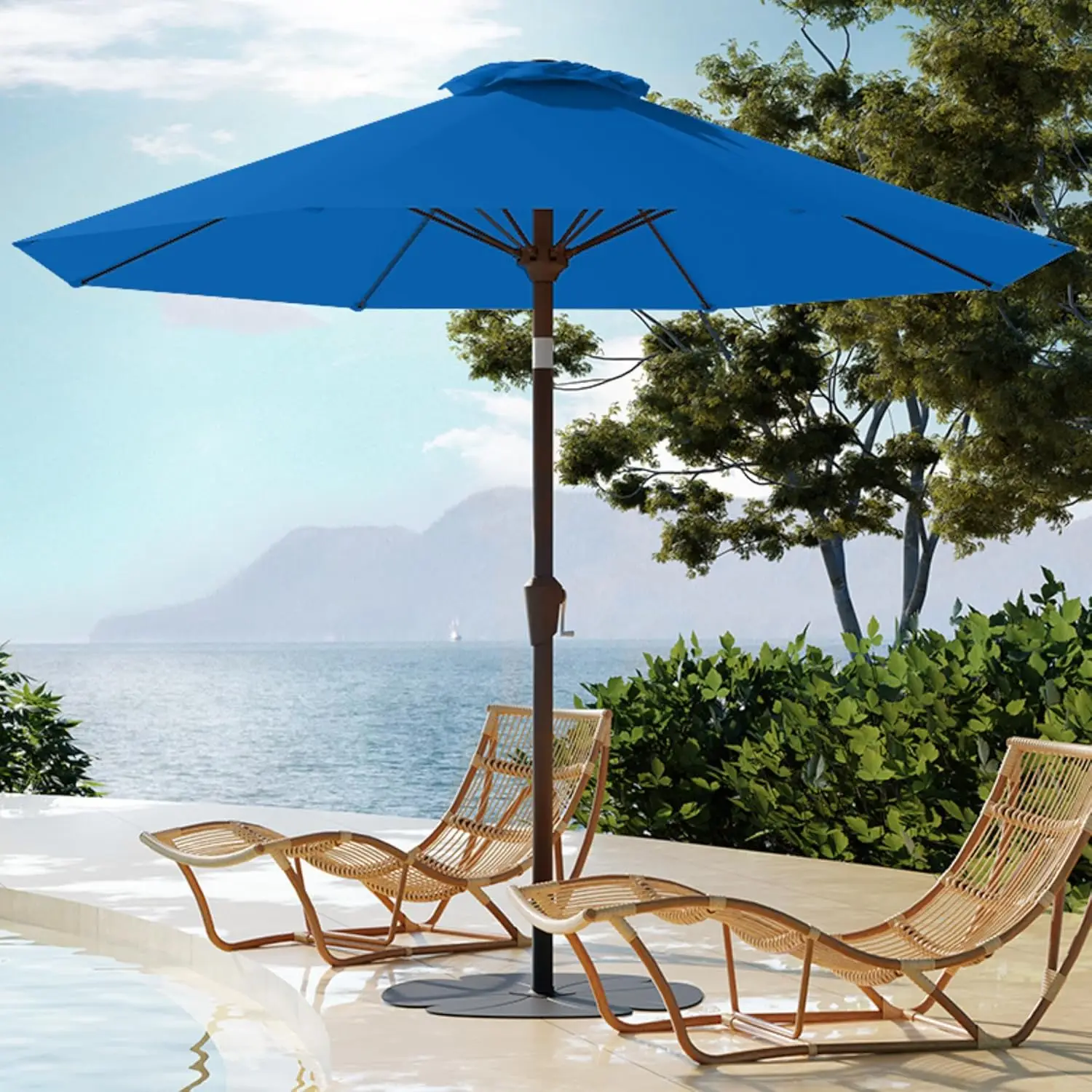 Auto-Tilt 9FT Patio Umbrella with 8 Fiberglass Ribs for Pool, Backyard, Deck and Garden
Auto-Tilt 9FT Patio Umbrella with 8 Fiberglass Ribs for Pool, Backyard, Deck and Garden