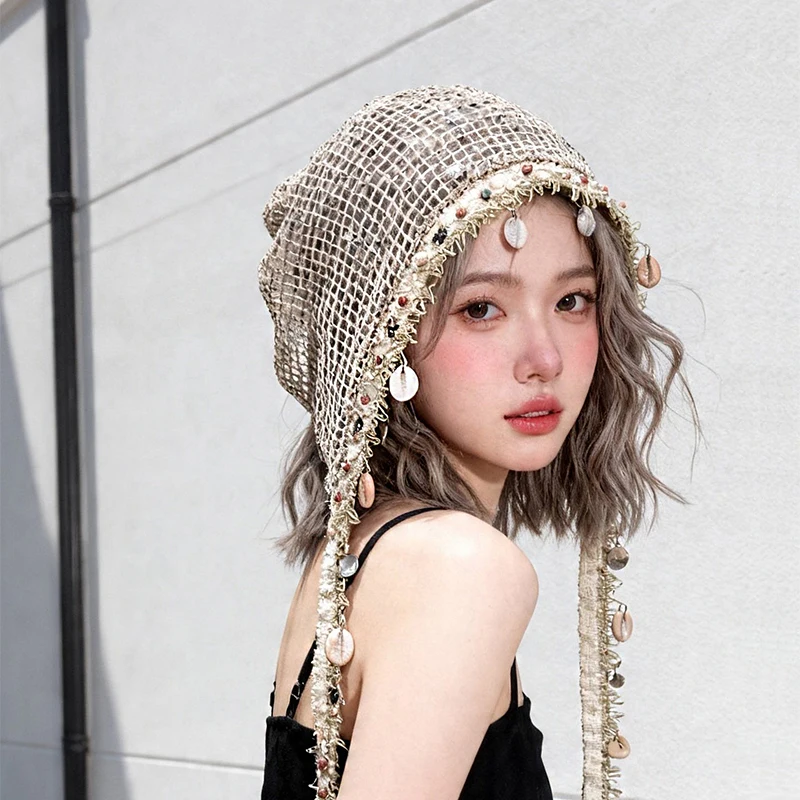 Women's Lightweight Hollow Shell Decor Handmade Crochet Knitted Hat Beanie Pearl Tassel Fashion Crochet Beanie Cap
Women's Lightweight Hollow Shell Decor Handmade Crochet Knitted Hat Beanie Pearl Tassel Fashion Crochet Beanie Cap