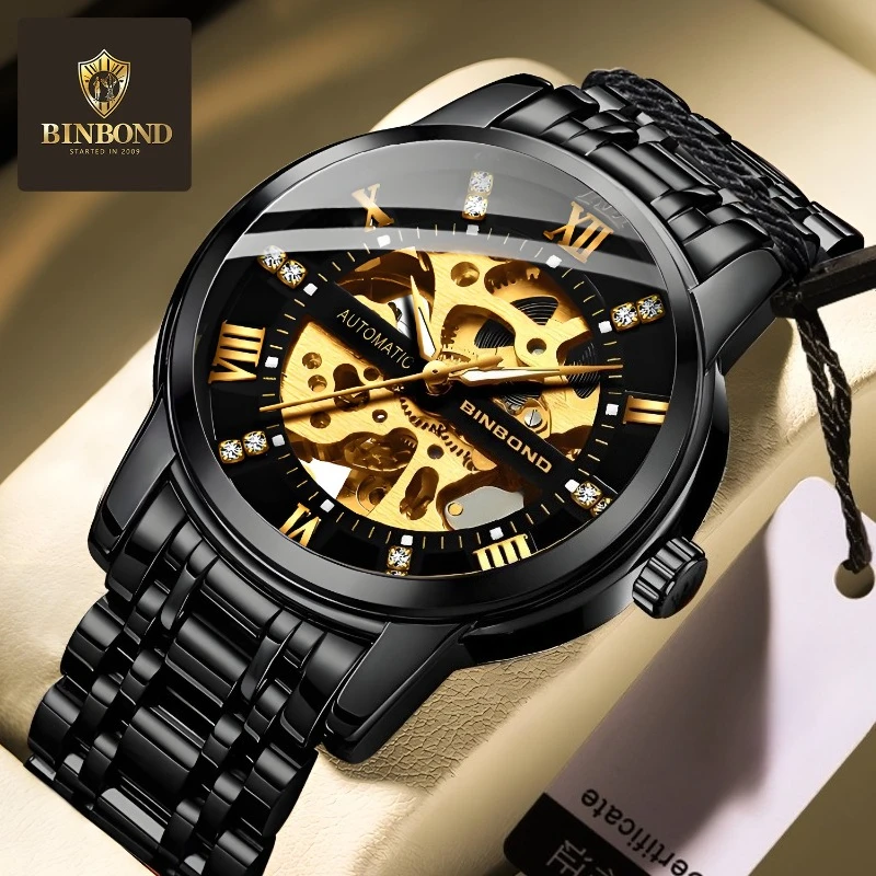 BINBOND 6020 Brand Men's Trendy Watch Fashion Fully Automatic Mechanical Watch Hollow Waterproof Steel Strip Watches for Man
BINBOND 6020 Brand Men's Trendy Watch Fashion Fully Automatic Mechanical Watch Hollow Waterproof Steel Strip Watches for Man