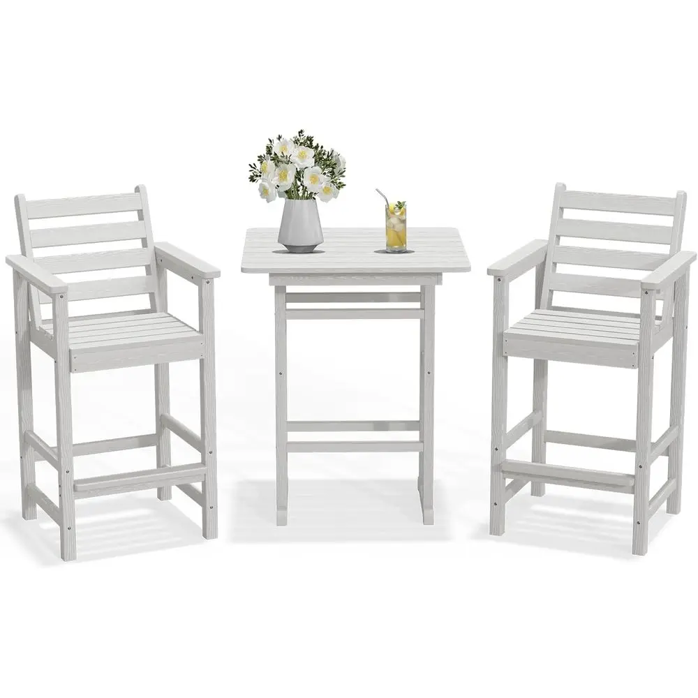 2-Piece Outdoor Bar Set with High Back Chairs and Table, Weather-Resistant for Patio or Poolside, White
2-Piece Outdoor Bar Set with High Back Chairs and Table, Weather-Resistant for Patio or Poolside, White