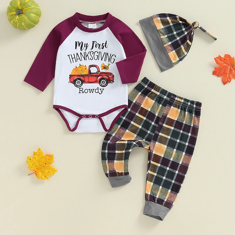 2024-05-31 Lioraitiin Baby Thanksgiving 3Pcs Outfit Letter Print Long Sleeve Romper with Plaid Pattern Pants and Hat Set
2024-05-31 Lioraitiin Baby Thanksgiving 3Pcs Outfit Letter Print Long Sleeve Romper with Plaid Pattern Pants and Hat Set