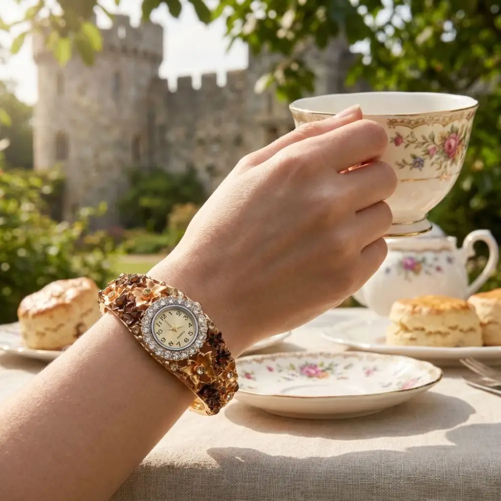 Rich In Flowers Vintage Watch Round Dial Crystal Jewelry Quartz Watch Versatile Design Rhinestone Bracelet Ladies Wristwatch
Rich In Flowers Vintage Watch Round Dial Crystal Jewelry Quartz Watch Versatile Design Rhinestone Bracelet Ladies Wristwatch