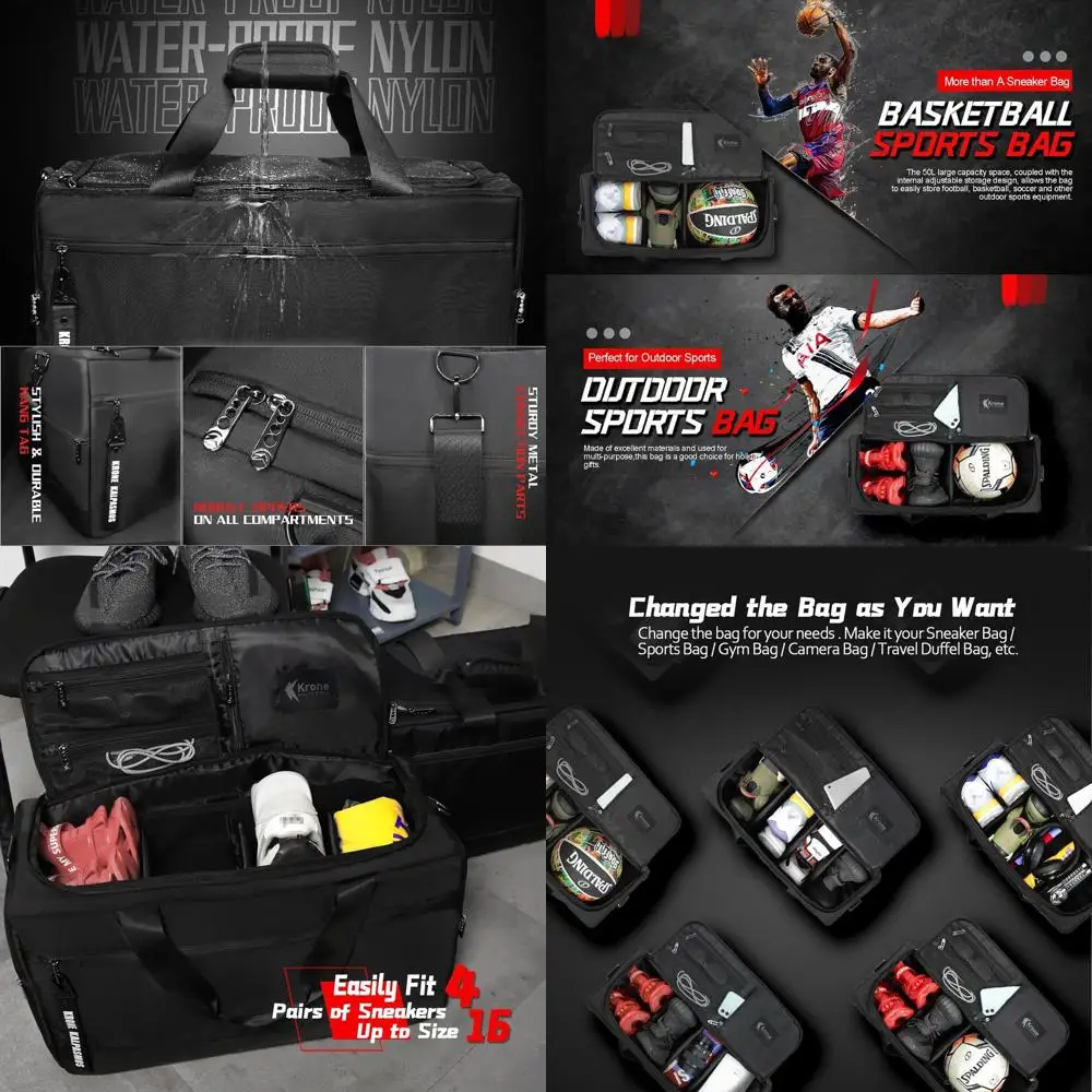 Multi-Functional Nylon Travel and Sneaker Bag with Adjustable Dividers and Shoulder Strap
Multi-Functional Nylon Travel and Sneaker Bag with Adjustable Dividers and Shoulder Strap