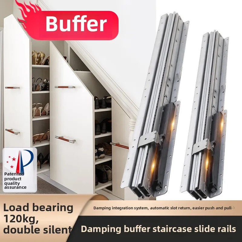 Upgraded Stair Slide with Damping Buffer Bottom Cabinet Guide Rail, Locker Pulling Heavy-duty Bottom Support Three-section Track
Upgraded Stair Slide with Damping Buffer Bottom Cabinet Guide Rail, Locker Pulling Heavy-duty Bottom Support Three-section Track