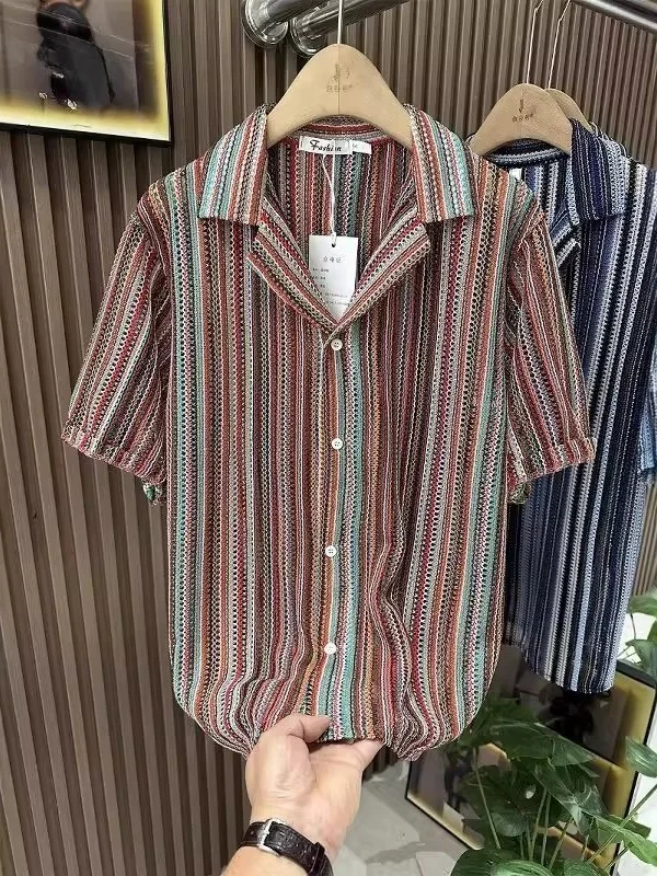 European Style Men's Cuban Collar Shirt Hollow Design Breathable Short Sleeve Lightweight Mature Style Casual Fashionable
European Style Men's Cuban Collar Shirt Hollow Design Breathable Short Sleeve Lightweight Mature Style Casual Fashionable