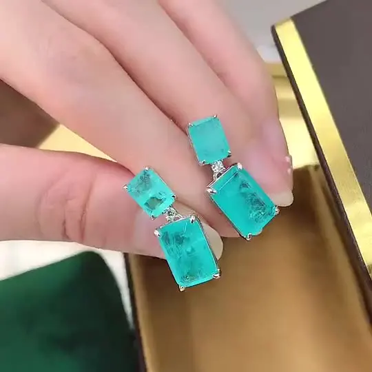 New Paraiba Sapphire Stud Earrings Women's European and American Elegant Temperament 925 Sterling Silver Earrings Earrings
New Paraiba Sapphire Stud Earrings Women's European and American Elegant Temperament 925 Sterling Silver Earrings Earrings