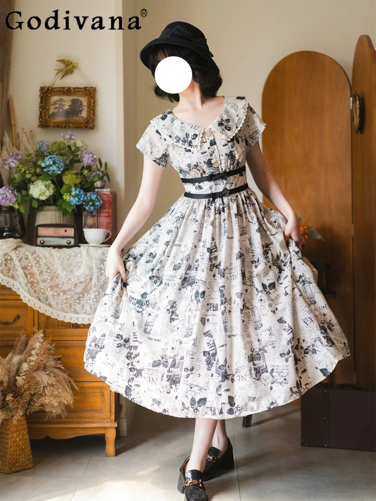 French Elegant Vintage Dresses Op Women's High-waisted Slimming Long Printed Dress Summer New Tea Party Princess Sweet Dress
French Elegant Vintage Dresses Op Women's High-waisted Slimming Long Printed Dress Summer New Tea Party Princess Sweet Dress