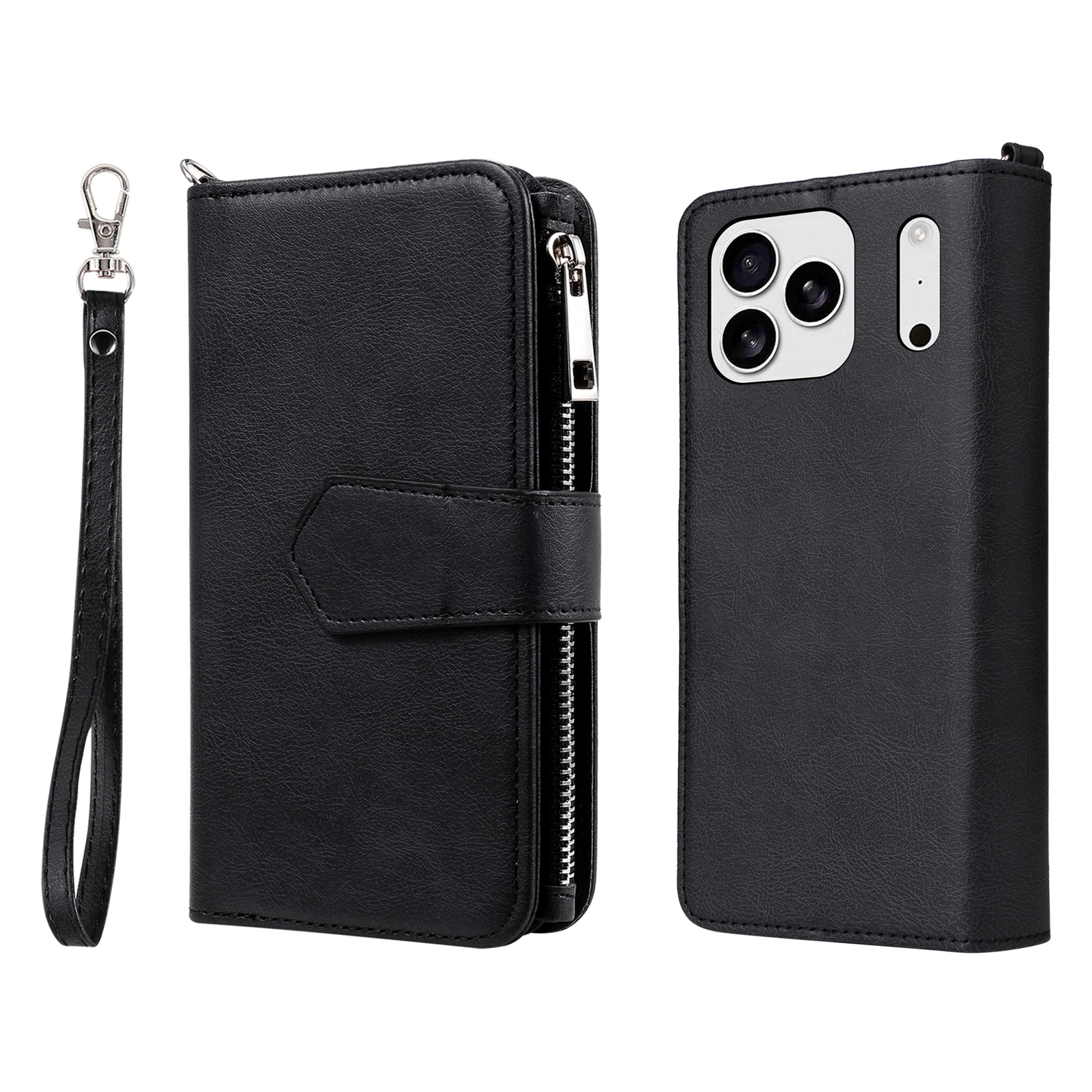 For iPhone 17 Pro Max Magnetic Leather Case Mobile Cover with Detachable Zipper Wallet Strap - Black
For iPhone 17 Pro Max Magnetic Leather Case Mobile Cover with Detachable Zipper Wallet Strap - Black