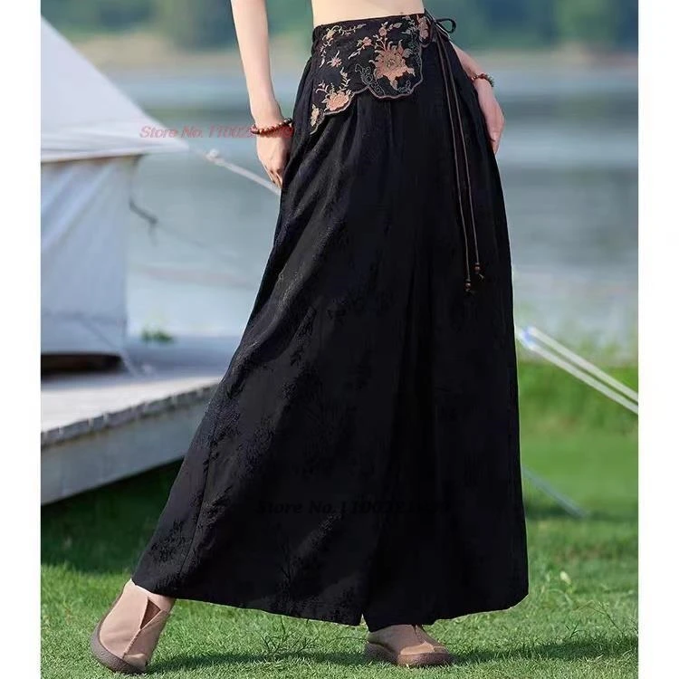 2026 chinese vintage pants traditional elastic waist satin jacquard tassels pants national flower embroidered wide leg trousers
2026 chinese vintage pants traditional elastic waist satin jacquard tassels pants national flower embroidered wide leg trousers