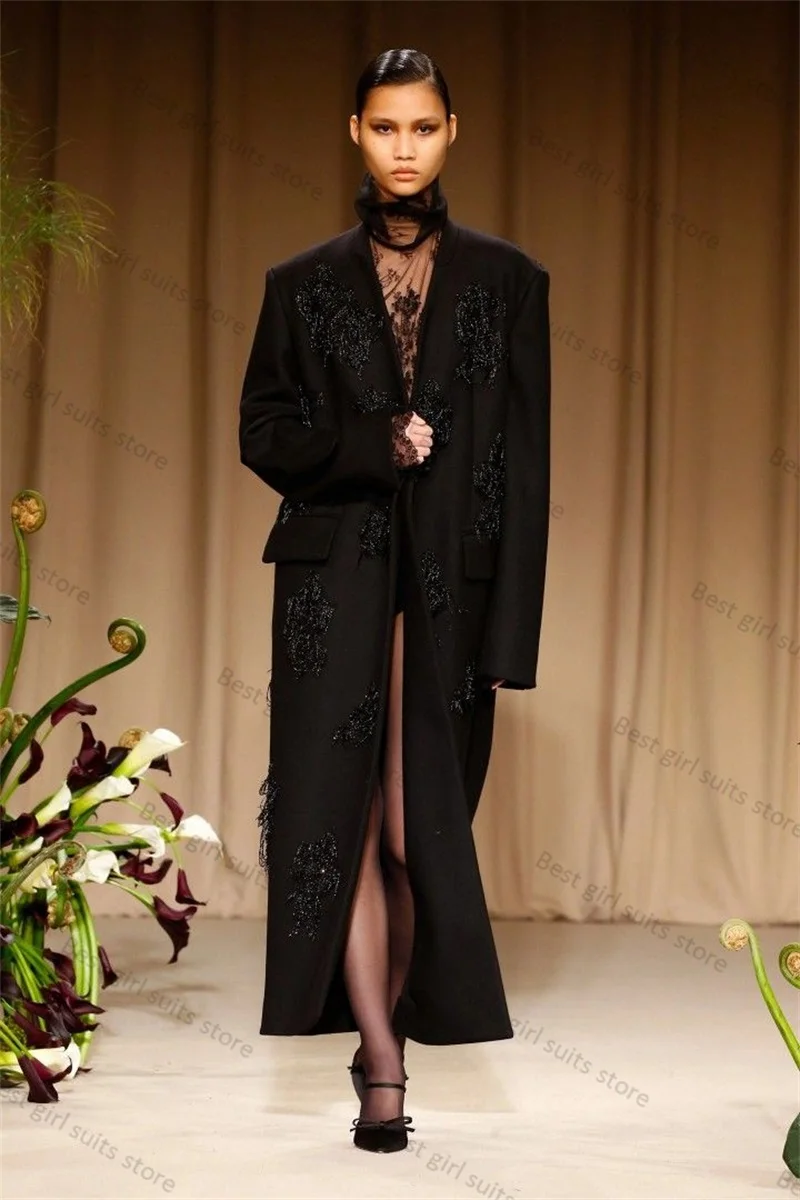 Black Women Suit Overcoat 1 Piece Long Blazer Formal Office Lady Jacket Crystals Customized Wedding Tuxedos Prom Dress Coat
Black Women Suit Overcoat 1 Piece Long Blazer Formal Office Lady Jacket Crystals Customized Wedding Tuxedos Prom Dress Coat
