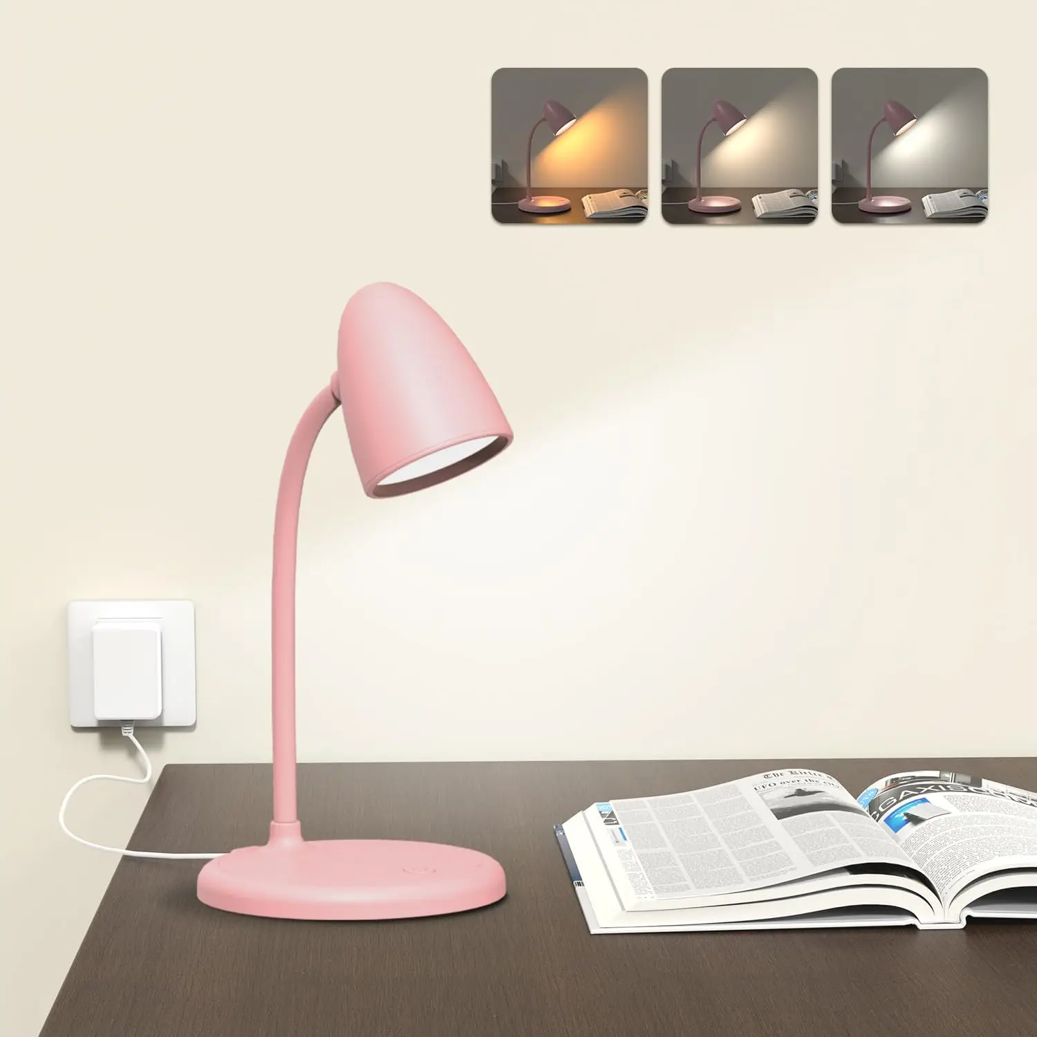 Pink LED Desk Lamp, Dimmable 3 Colors, Small Reading Light for Bedroom, Office, Dorm
Pink LED Desk Lamp, Dimmable 3 Colors, Small Reading Light for Bedroom, Office, Dorm