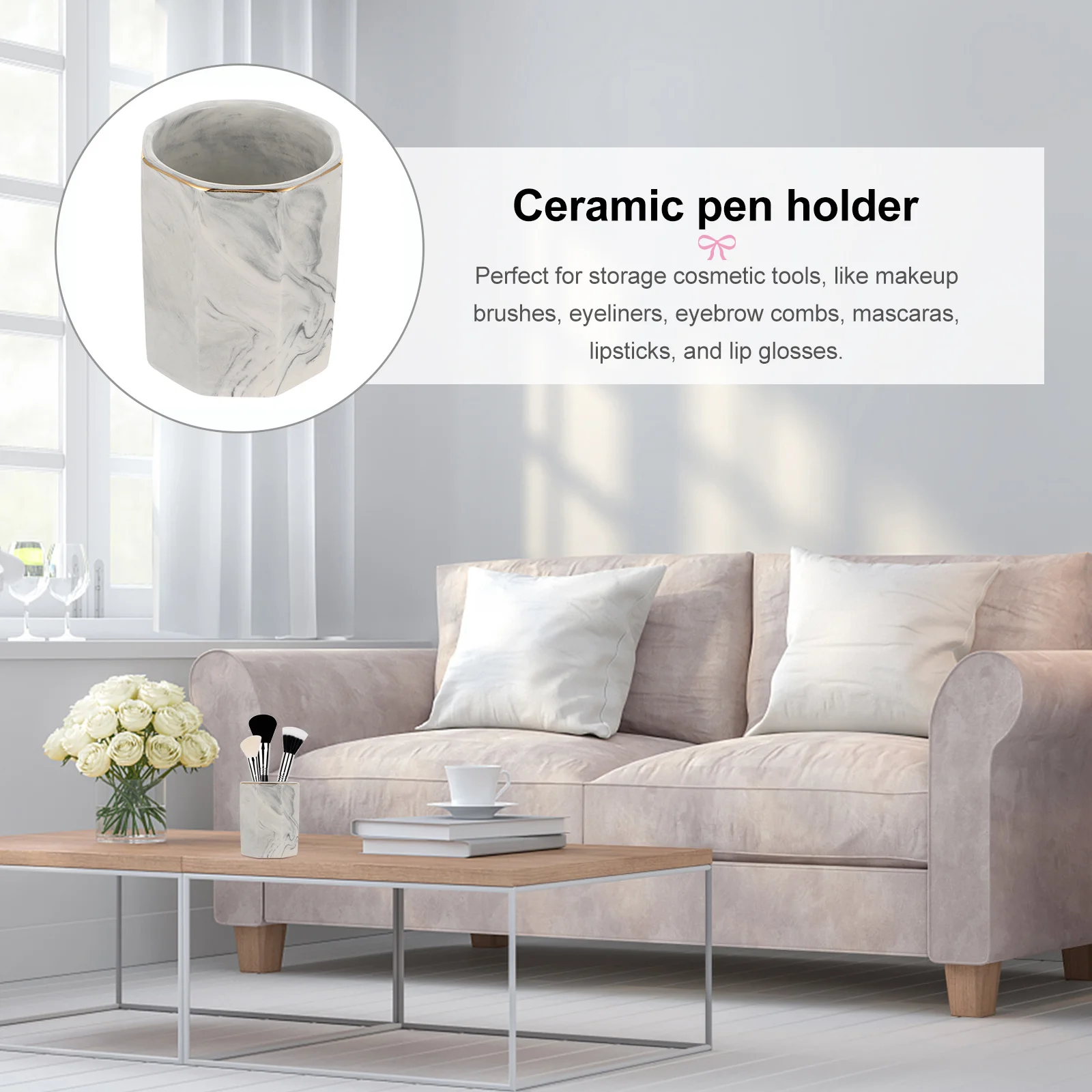 Ceramic Makeup Organizer Elegant Marble Pattern Gold Trim Storage Box for Cosmetics Brushes Vanity Bathroom
Ceramic Makeup Organizer Elegant Marble Pattern Gold Trim Storage Box for Cosmetics Brushes Vanity Bathroom