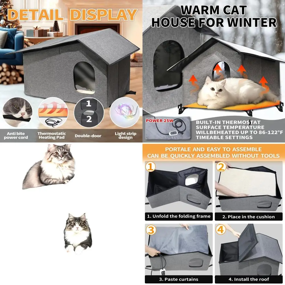 Insulated Outdoor Cat Shelter with Static Heating Pad for Winter Protection
Insulated Outdoor Cat Shelter with Static Heating Pad for Winter Protection