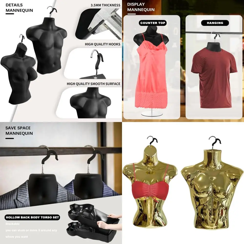 Пара золотых манекенов с полой спинкой - мужской и женский, с металлической подставкой и крючками для подвешивания
Пара золотых манекенов с полой спинкой - мужской и женский, с металлической подставкой и крючками для подвешивания