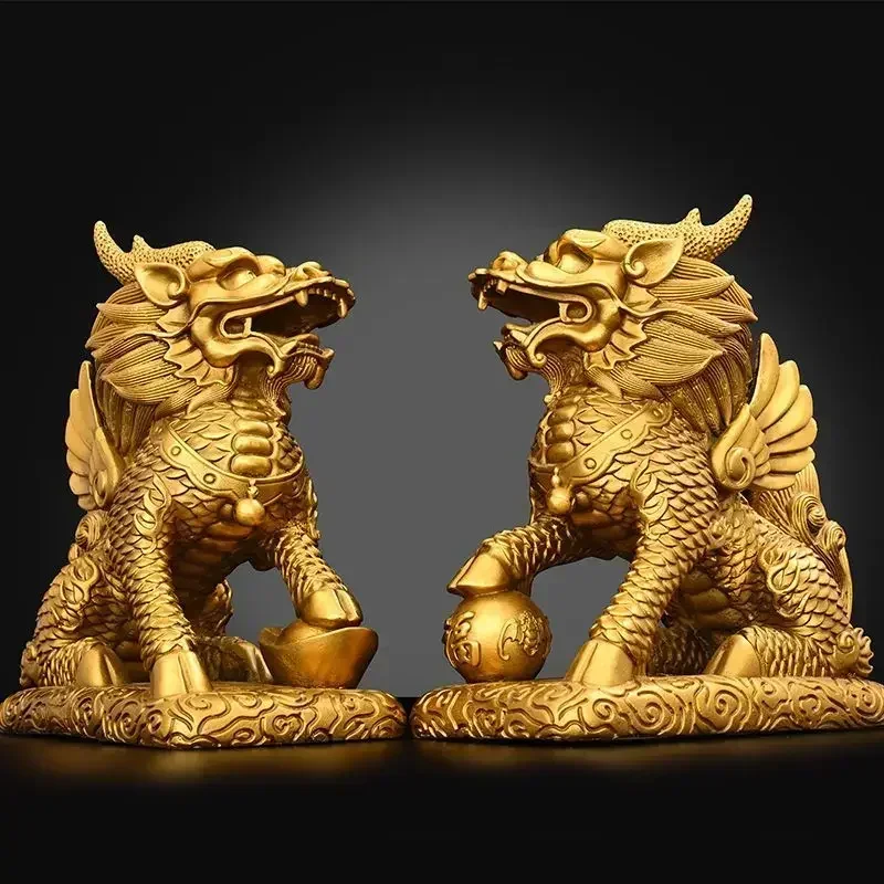 1pair Copper Unicorn Fortune Ornaments Male and Female Auspicious Home Study Office Decor
1pair Copper Unicorn Fortune Ornaments Male and Female Auspicious Home Study Office Decor