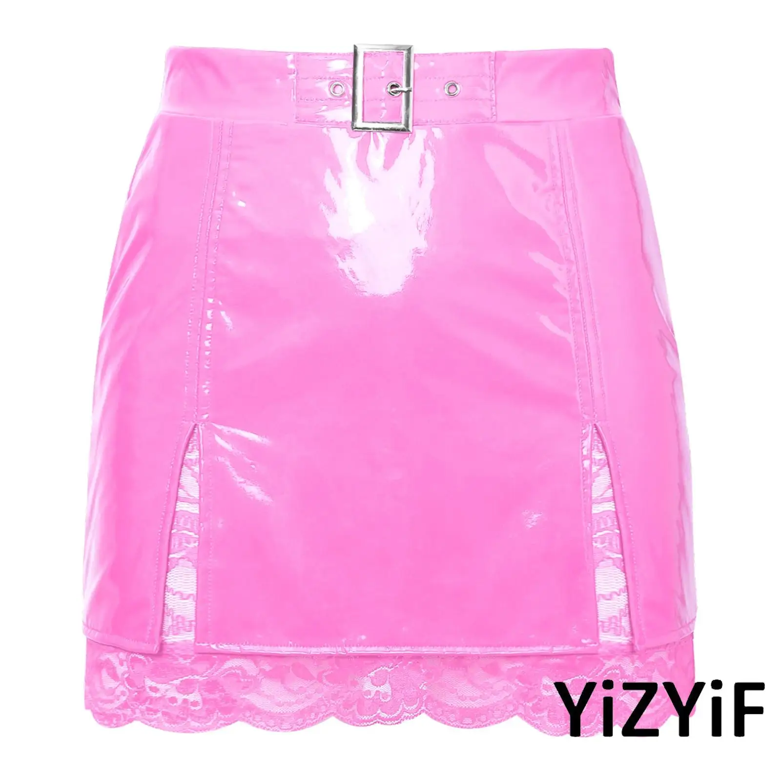 Womens Glossy Pu Leather Mini Skirt Split Hem Wet Look Layer with Floral Lace Lining Tiered Bodycon Skirts Rave Party Clubwear
Womens Glossy Pu Leather Mini Skirt Split Hem Wet Look Layer with Floral Lace Lining Tiered Bodycon Skirts Rave Party Clubwear