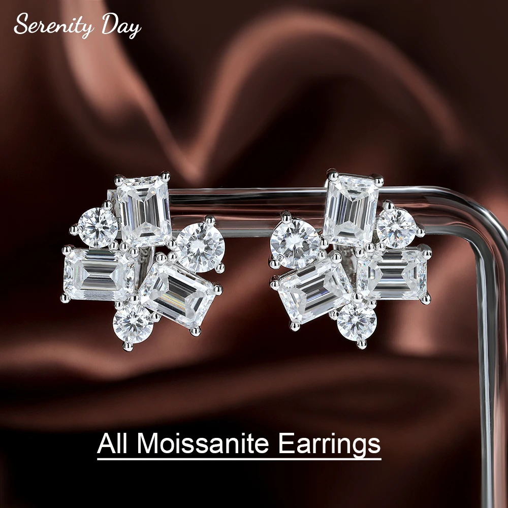 Serenity All Moissanite Earrings Women S925 Sterling Silver Jewelry Sparkling D Color Emerald Lab Diamond Stud Ear Birthday Gift
Serenity All Moissanite Earrings Women S925 Sterling Silver Jewelry Sparkling D Color Emerald Lab Diamond Stud Ear Birthday Gift