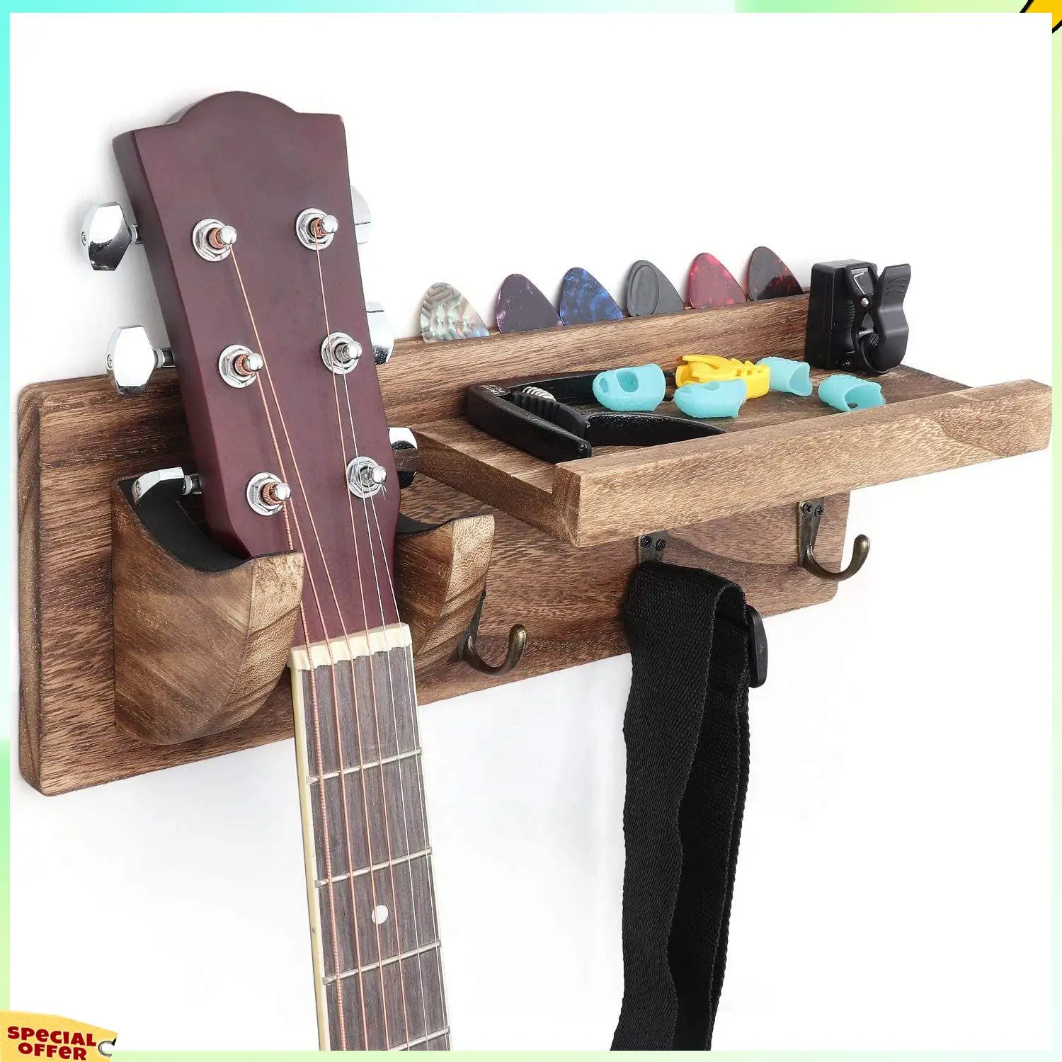 TURE Guitar Wall Hanger Guitar Holder Wall Mount Bracket Hanger Guitar Wood Hanging With Pick Holder And 3 Hooks Carbonized
TURE Guitar Wall Hanger Guitar Holder Wall Mount Bracket Hanger Guitar Wood Hanging With Pick Holder And 3 Hooks Carbonized