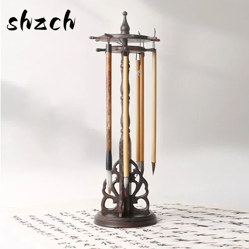 Wenge Brush Holder, Circular Rotating Storage Rack, Chinese Style, Solid Wood Ornaments, Calligraphy Supplies, Hanging Shelves
Wenge Brush Holder, Circular Rotating Storage Rack, Chinese Style, Solid Wood Ornaments, Calligraphy Supplies, Hanging Shelves