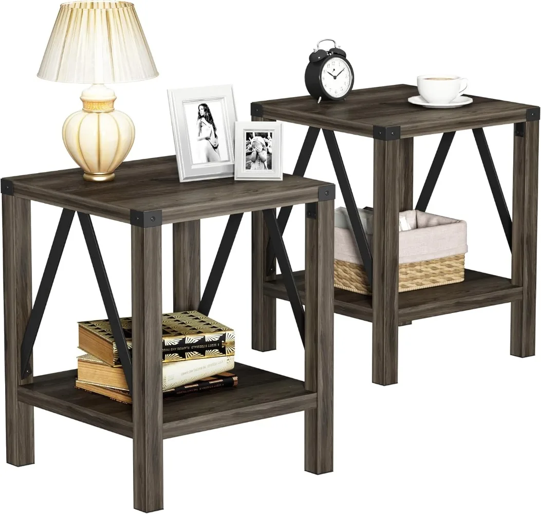 Treocho Farmhouse Side Table Set of 2, Rustic Vintage Nightstand End Table with Shelf for Living Room, Bedroom, Grey Wash
Treocho Farmhouse Side Table Set of 2, Rustic Vintage Nightstand End Table with Shelf for Living Room, Bedroom, Grey Wash