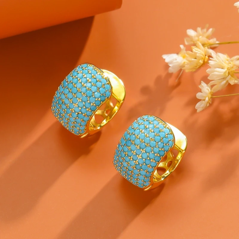 Uilz High Quality Blue Turquoise Stone Round Geometric Hoops Earrings for Women Charm Metal Simple Fashion Jewelry
Uilz High Quality Blue Turquoise Stone Round Geometric Hoops Earrings for Women Charm Metal Simple Fashion Jewelry