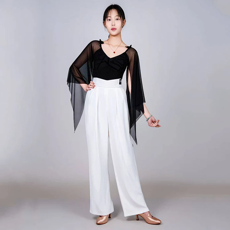 Criss Cross Waist Ballroom Dance Trousers Women White Black Straight Leg Pants Waltz Tango Salsa Dance Practice Clothes DNV27005
Criss Cross Waist Ballroom Dance Trousers Women White Black Straight Leg Pants Waltz Tango Salsa Dance Practice Clothes DNV27005