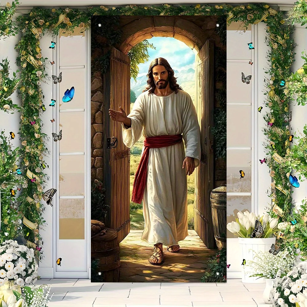 Jesus Door Cover Religious Christian Theme Polyester Door Banner Wall Hanging for Home Entrance Living Room Party Decor
Jesus Door Cover Religious Christian Theme Polyester Door Banner Wall Hanging for Home Entrance Living Room Party Decor