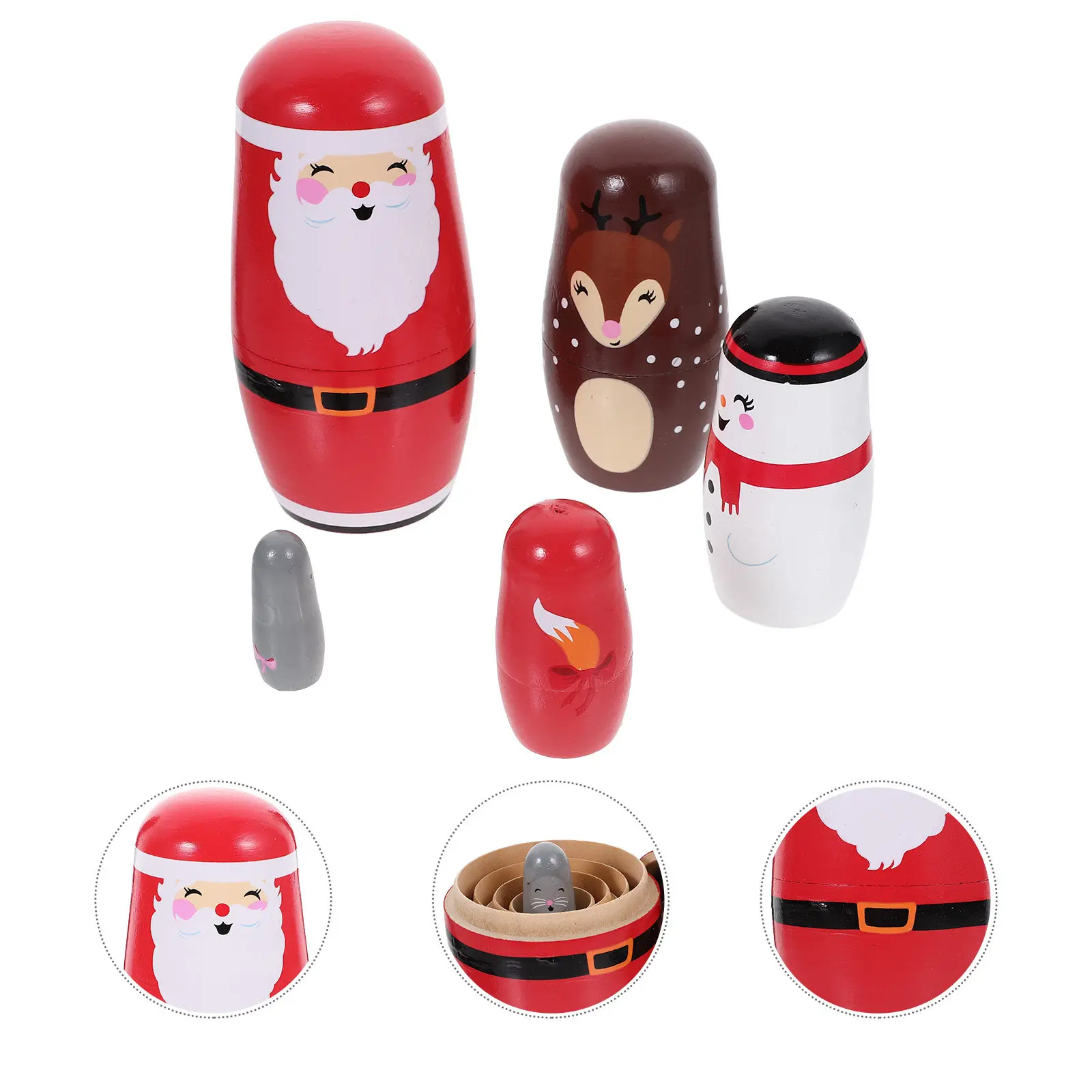 1Set Christmas Theme Wooden Russian Nesting Set 5-Layer Stackable Ornament Kids Gift Decorative Xmas Craft Home Decor
1Set Christmas Theme Wooden Russian Nesting Set 5-Layer Stackable Ornament Kids Gift Decorative Xmas Craft Home Decor