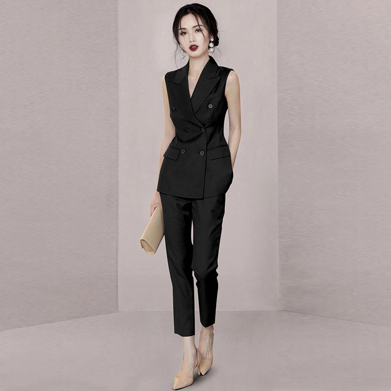 Elegant Professional Two-Piece Suit Set Women's Formal Pants Outfit Korean Style Lady Look Ideal for Summer Workwear
Elegant Professional Two-Piece Suit Set Women's Formal Pants Outfit Korean Style Lady Look Ideal for Summer Workwear
