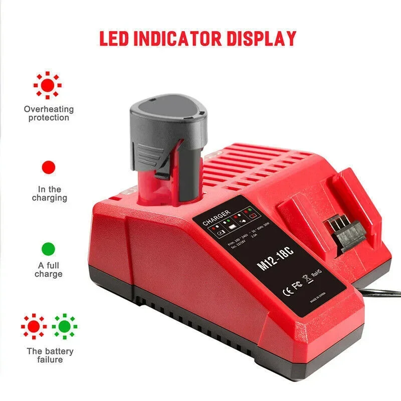Replace 3A 12V 14V 18V Rapid Fast Li-Ion Charger Fit For Milwaukee M12-18C Dual Port Multi-Voltage Lithium-Ion Battery M12 M18
Replace 3A 12V 14V 18V Rapid Fast Li-Ion Charger Fit For Milwaukee M12-18C Dual Port Multi-Voltage Lithium-Ion Battery M12 M18