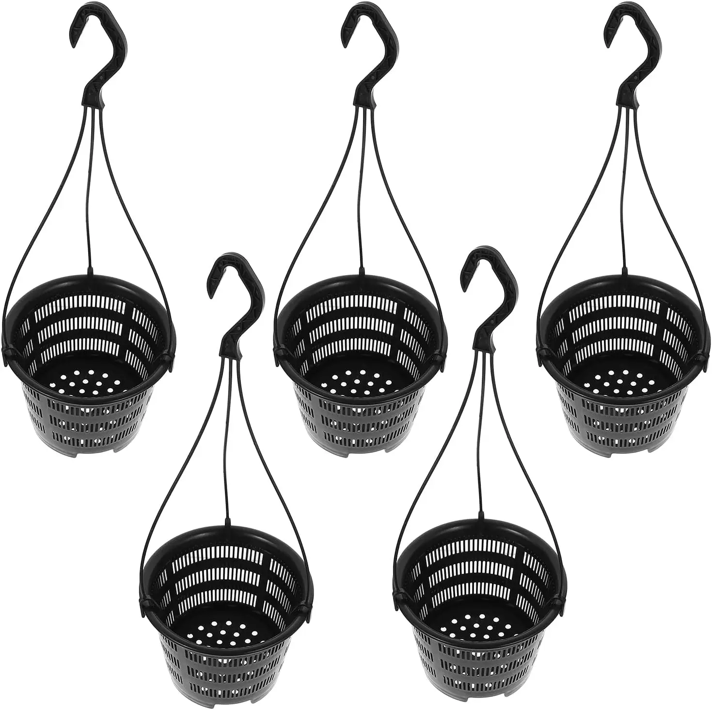 5 Pack Orchid Hanging Planters - Slotted Mesh Net Orchid Pots for Repotting - Black Plastic Hanging Flower Baskets with
5 Pack Orchid Hanging Planters - Slotted Mesh Net Orchid Pots for Repotting - Black Plastic Hanging Flower Baskets with