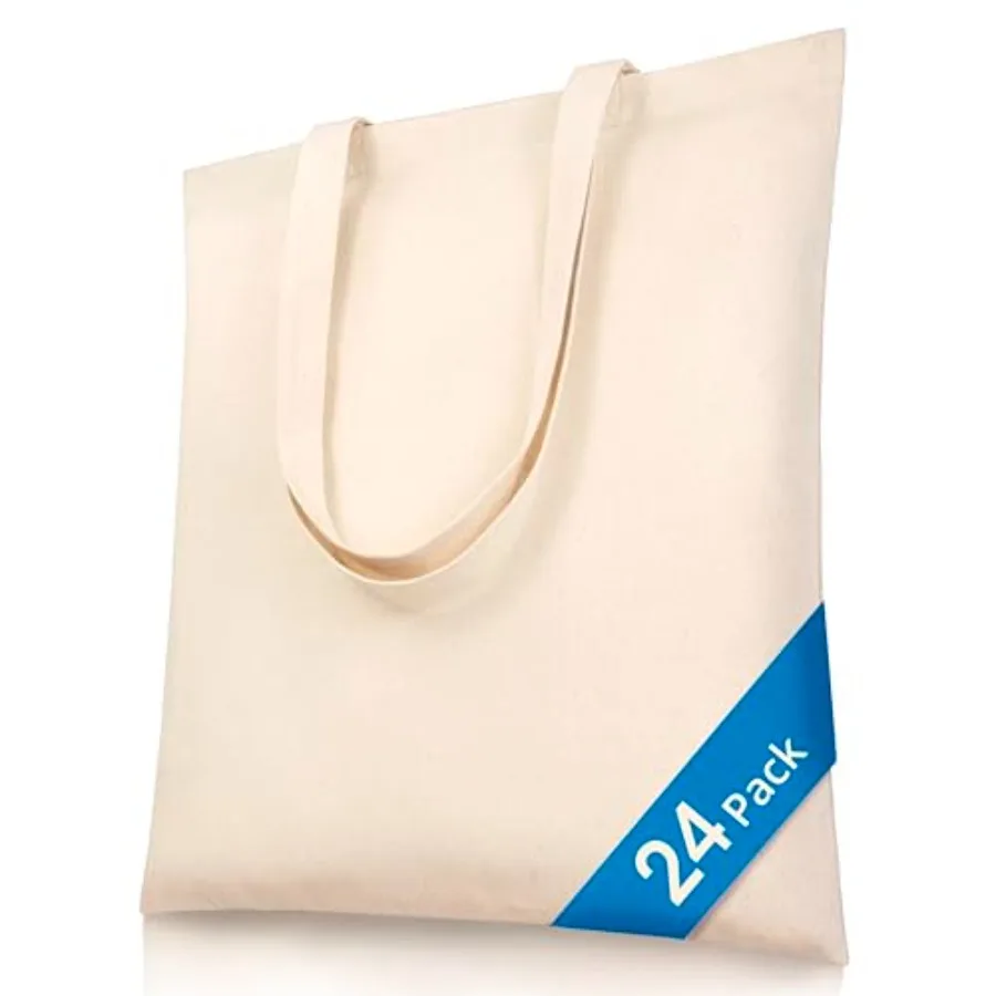 Canvas Tote Bags, 15 x 16 in 100% Cotton Blank Reusable Grocery and Craft Tote Bag with Long Handles
Canvas Tote Bags, 15 x 16 in 100% Cotton Blank Reusable Grocery and Craft Tote Bag with Long Handles