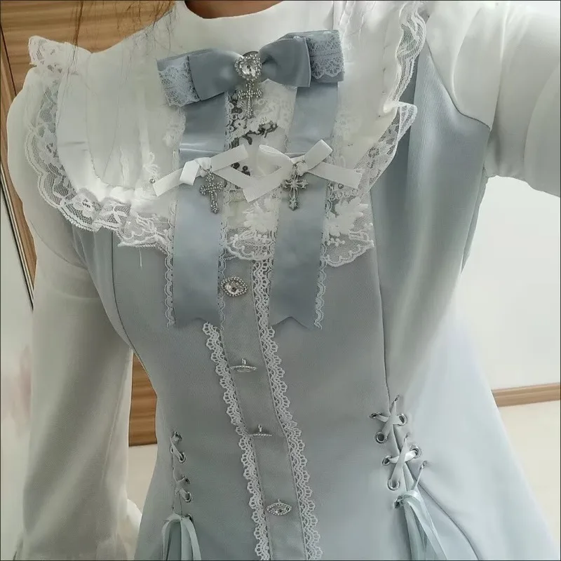 Japanese Sky Blue Bow Lace Splicing Strap Dress+shorts Two Piece Sets for Girls Kawaii Clothes Sweet Lolita Dresses Spring New
Japanese Sky Blue Bow Lace Splicing Strap Dress+shorts Two Piece Sets for Girls Kawaii Clothes Sweet Lolita Dresses Spring New