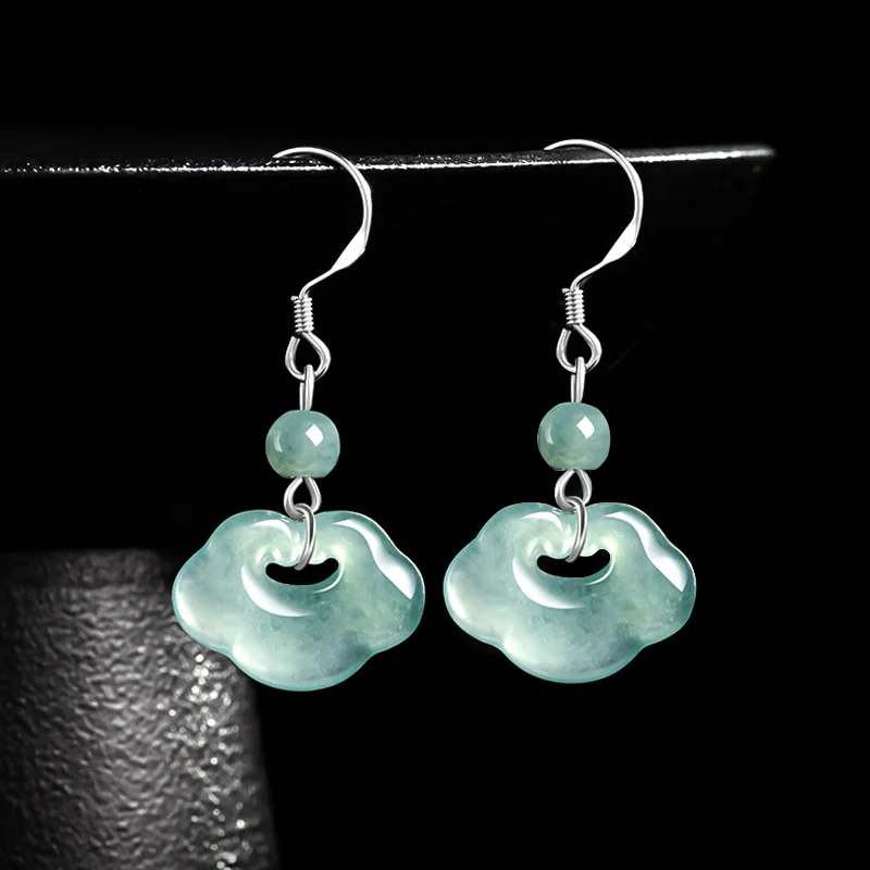 Natural A-grade Jade Blue Water Ruyi Earrings S925 Silver Inlaid Ice Jadeite Antique Style For Women's Jewelry Drop Shipping
Natural A-grade Jade Blue Water Ruyi Earrings S925 Silver Inlaid Ice Jadeite Antique Style For Women's Jewelry Drop Shipping