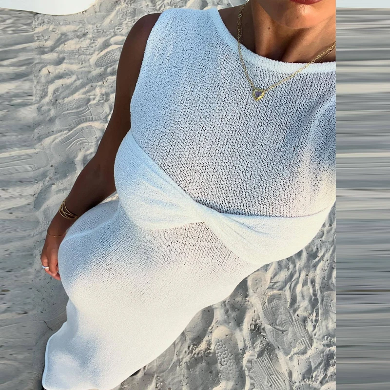 Fashion Sun Protection Beach Cover Dresses 2025 Women Sleeveless Skinny Knitted Dress Summer Solid Color Crew Neck Party Dress
Fashion Sun Protection Beach Cover Dresses 2025 Women Sleeveless Skinny Knitted Dress Summer Solid Color Crew Neck Party Dress
