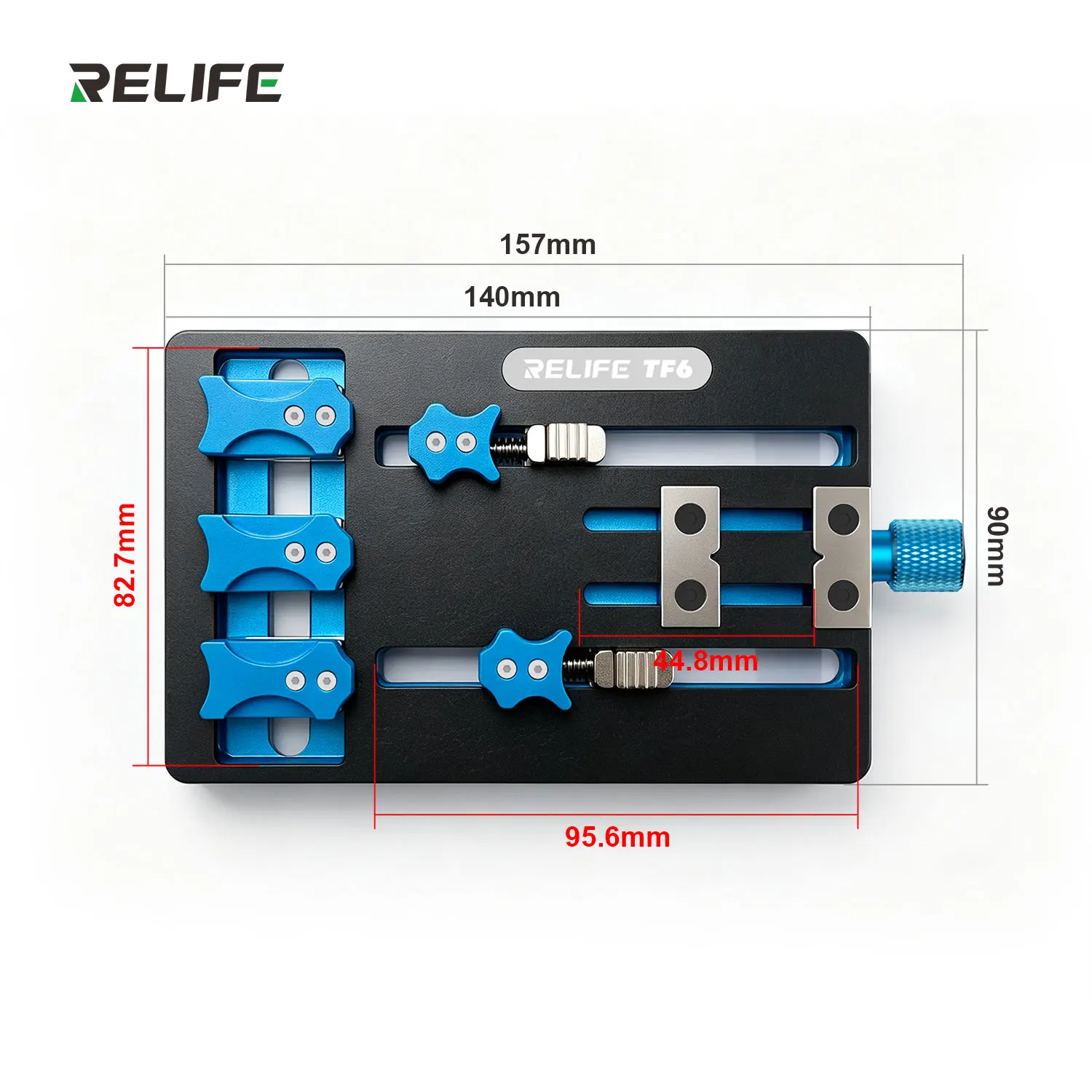 RELIFE TF6 Integrated Dual Clamp Multifunctional Repair Fixture for Phones Repair Compatible with Irregular Double Layer Board
RELIFE TF6 Integrated Dual Clamp Multifunctional Repair Fixture for Phones Repair Compatible with Irregular Double Layer Board
