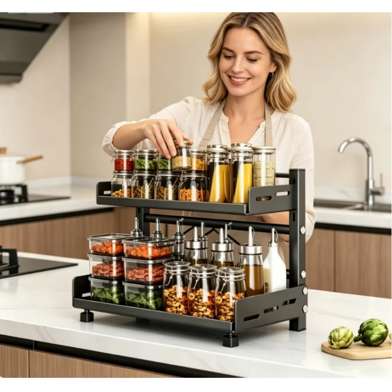 Multilayer Black Metal Kitchen Shelf Adjustable Countertop Seasoning Spice Storage Organizer Rack For Home Use
Multilayer Black Metal Kitchen Shelf Adjustable Countertop Seasoning Spice Storage Organizer Rack For Home Use