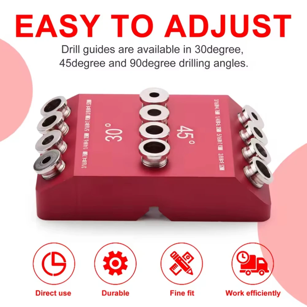 Classy-Versatile Drill Hole Guide Jig 30°/45°/90° Angles - Template For Cable Railing Lag Screws, Angled & Straight Holes, 1PCS
Classy-Versatile Drill Hole Guide Jig 30°/45°/90° Angles - Template For Cable Railing Lag Screws, Angled & Straight Holes, 1PCS
