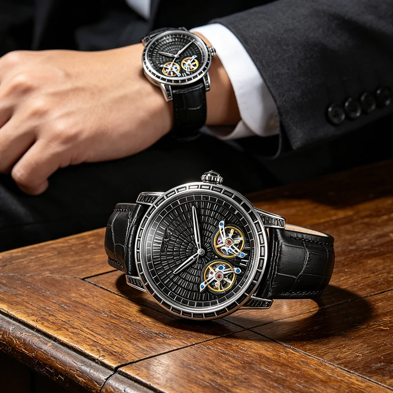 PINDU Men's Watches Diamond Man Double Tourbillon Movement Wristwatch Luxury Waterproof Watch For Men Waterproof Leather Strap
PINDU Men's Watches Diamond Man Double Tourbillon Movement Wristwatch Luxury Waterproof Watch For Men Waterproof Leather Strap