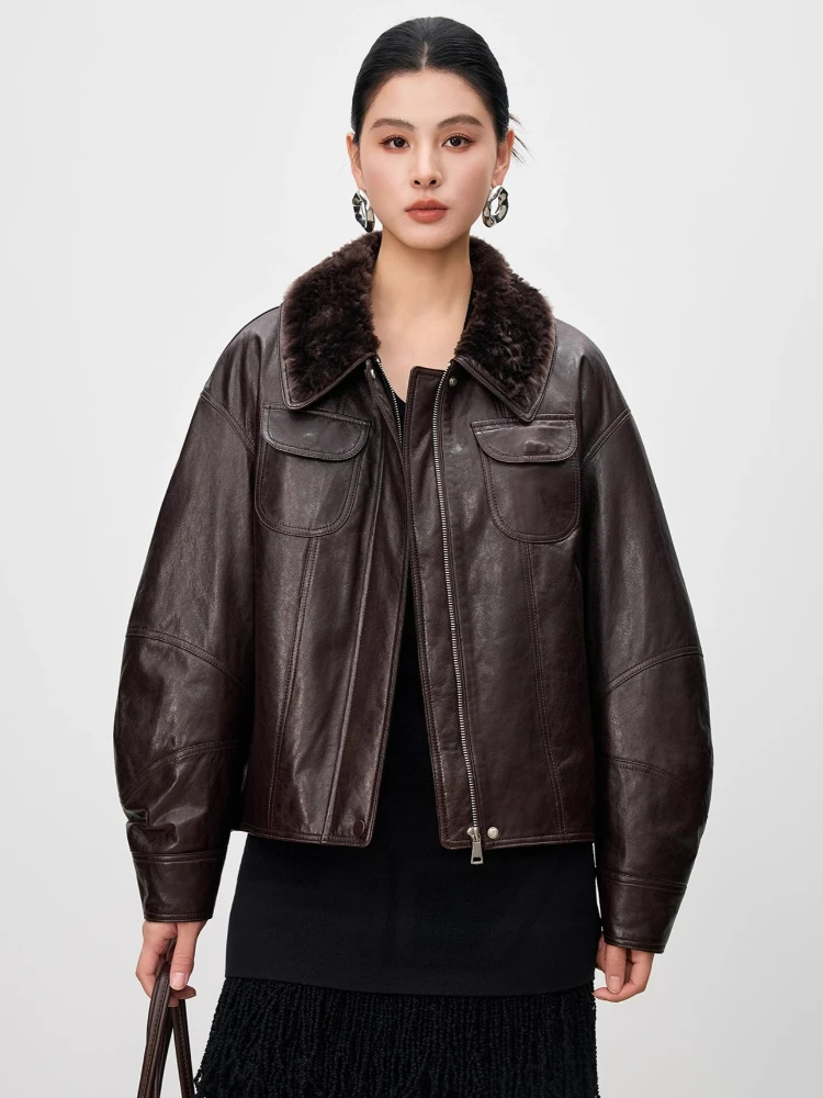 Natural Wool Collar Genuine Leather Jackets Women High-end Simple Vintage Short Winter Genuine Leather Real Fur Goose Down Coat
Natural Wool Collar Genuine Leather Jackets Women High-end Simple Vintage Short Winter Genuine Leather Real Fur Goose Down Coat