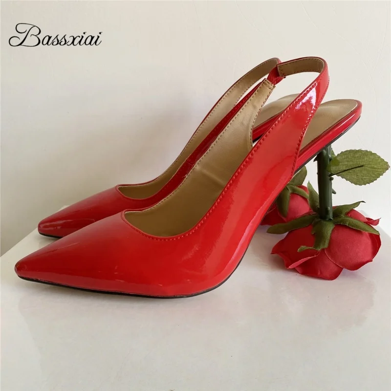 Unique Rose Flower Heel Women Pumps Genuine Leather Slingbacks Sexy Pointed Toe Dress Shoes For Girls
Unique Rose Flower Heel Women Pumps Genuine Leather Slingbacks Sexy Pointed Toe Dress Shoes For Girls