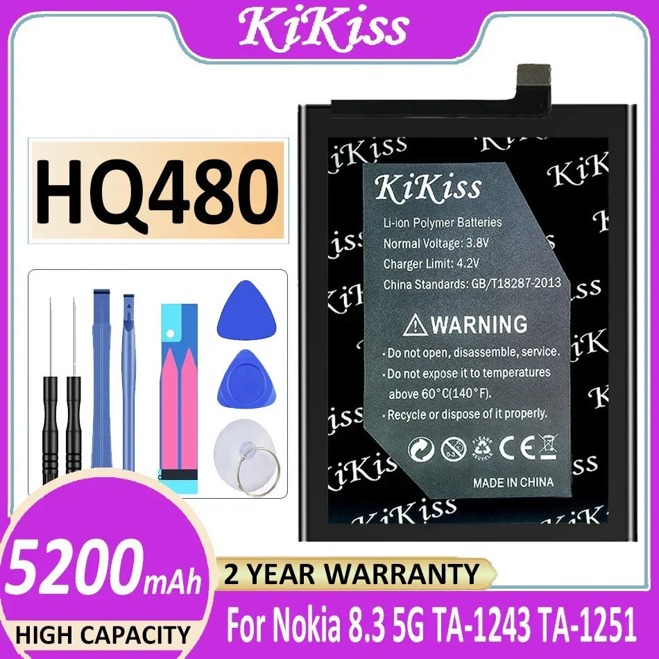 Мощный аккумулятор KiKiss HQ480 5200 мАч для Nokia 8.3 5G TA-1243 TA-1251 Bateria
Мощный аккумулятор KiKiss HQ480 5200 мАч для Nokia 8.3 5G TA-1243 TA-1251 Bateria