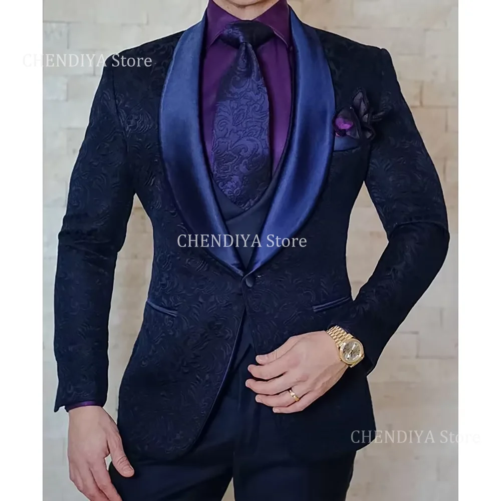 Navy Blue Men's Suits Fashion Single Button Shawl Lapel Evening Party Prom Male Formal Outfits Jacket Vest Pants Slim 3 Pieces
Navy Blue Men's Suits Fashion Single Button Shawl Lapel Evening Party Prom Male Formal Outfits Jacket Vest Pants Slim 3 Pieces